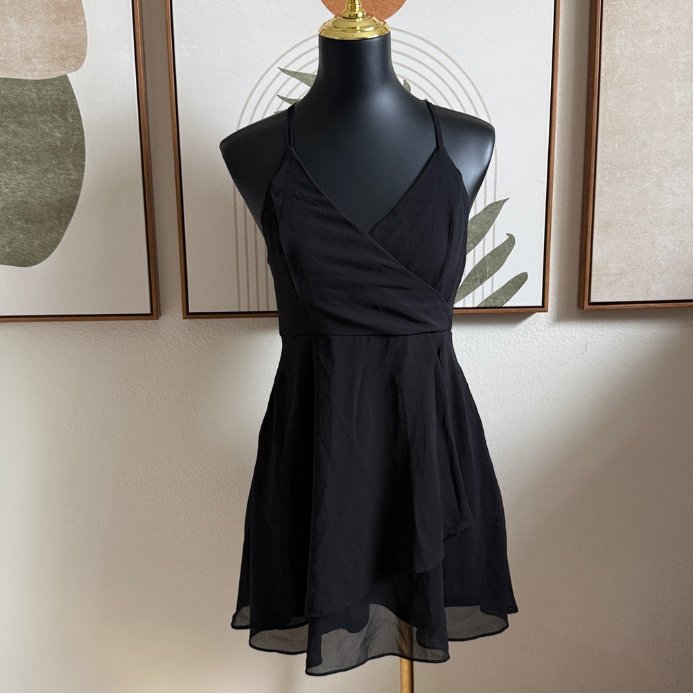 3/$10 Camellia Black Halter Mini Dress